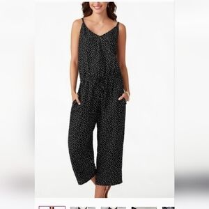 Tommy Bahama Sea Swell Linen Blend Polka Dot Cropped Jumpsuit Medium